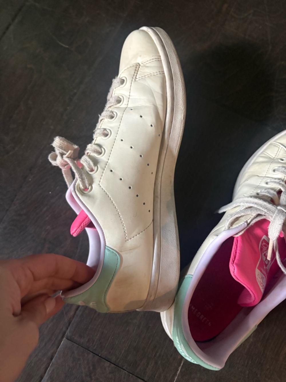 adidas Stan Smith Cream White with Pink & Mint Accents - Picture 4 of 7